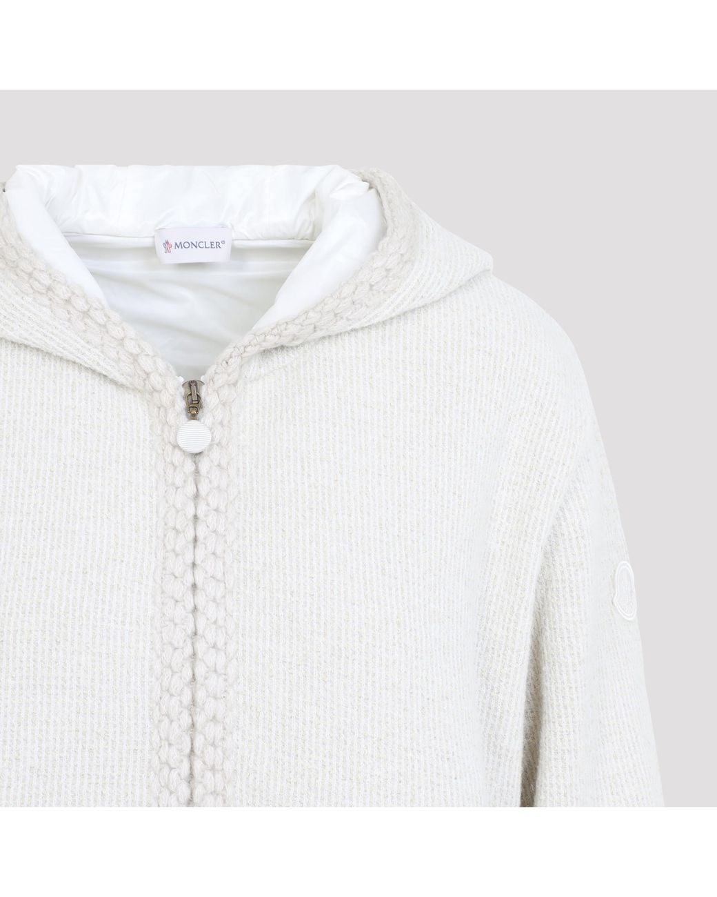 Moncler White Zip Up Cardigan