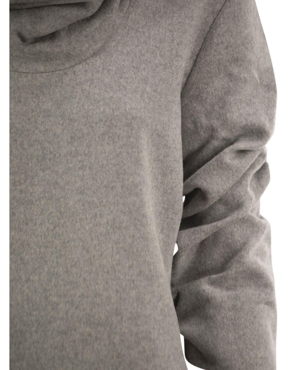 7 For All Mankind Gray Short Wool And Cashmere-Blend Hooded Dress