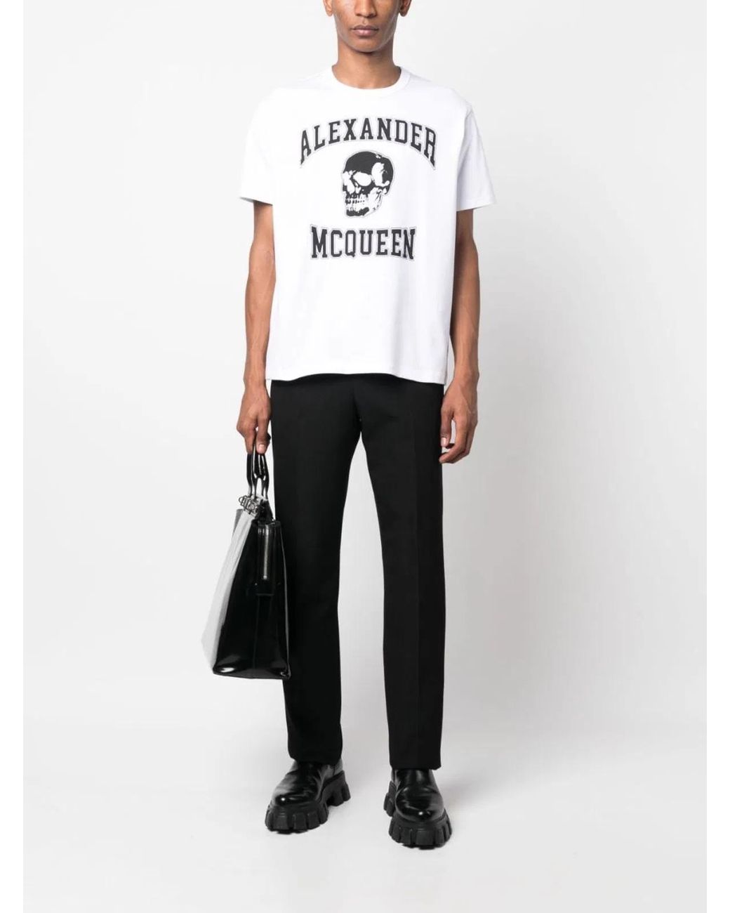 McQueen Blue Skull Logo T Shirt for men
