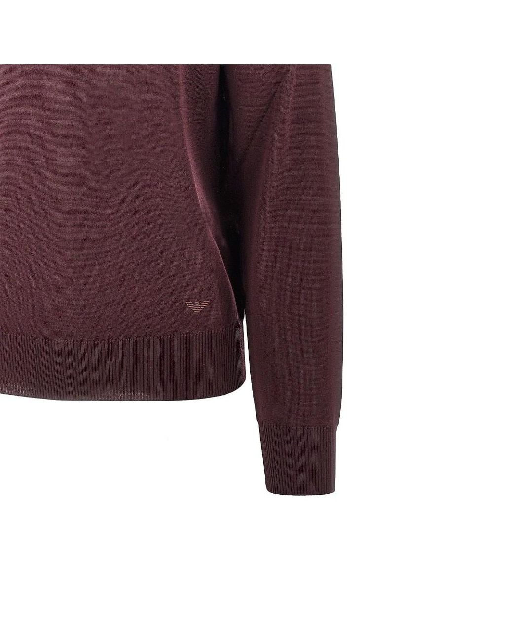 Emporio Armani Purple Virgin Wool Sweater With Eagle Embroidery for men
