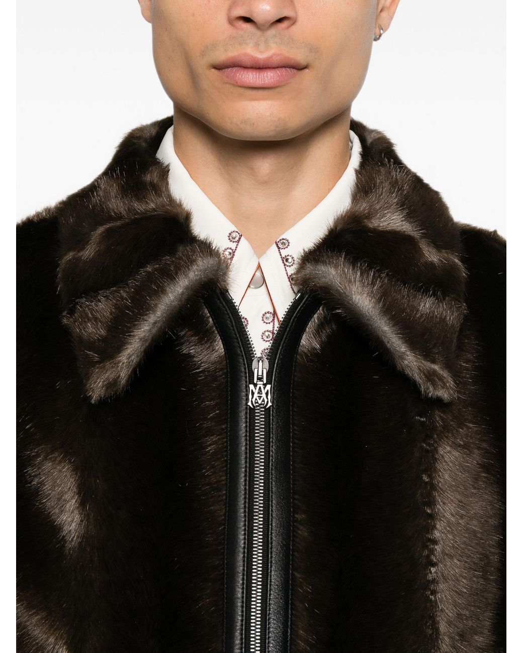 Amiri Black Faux Fur Blouson Jacket for men