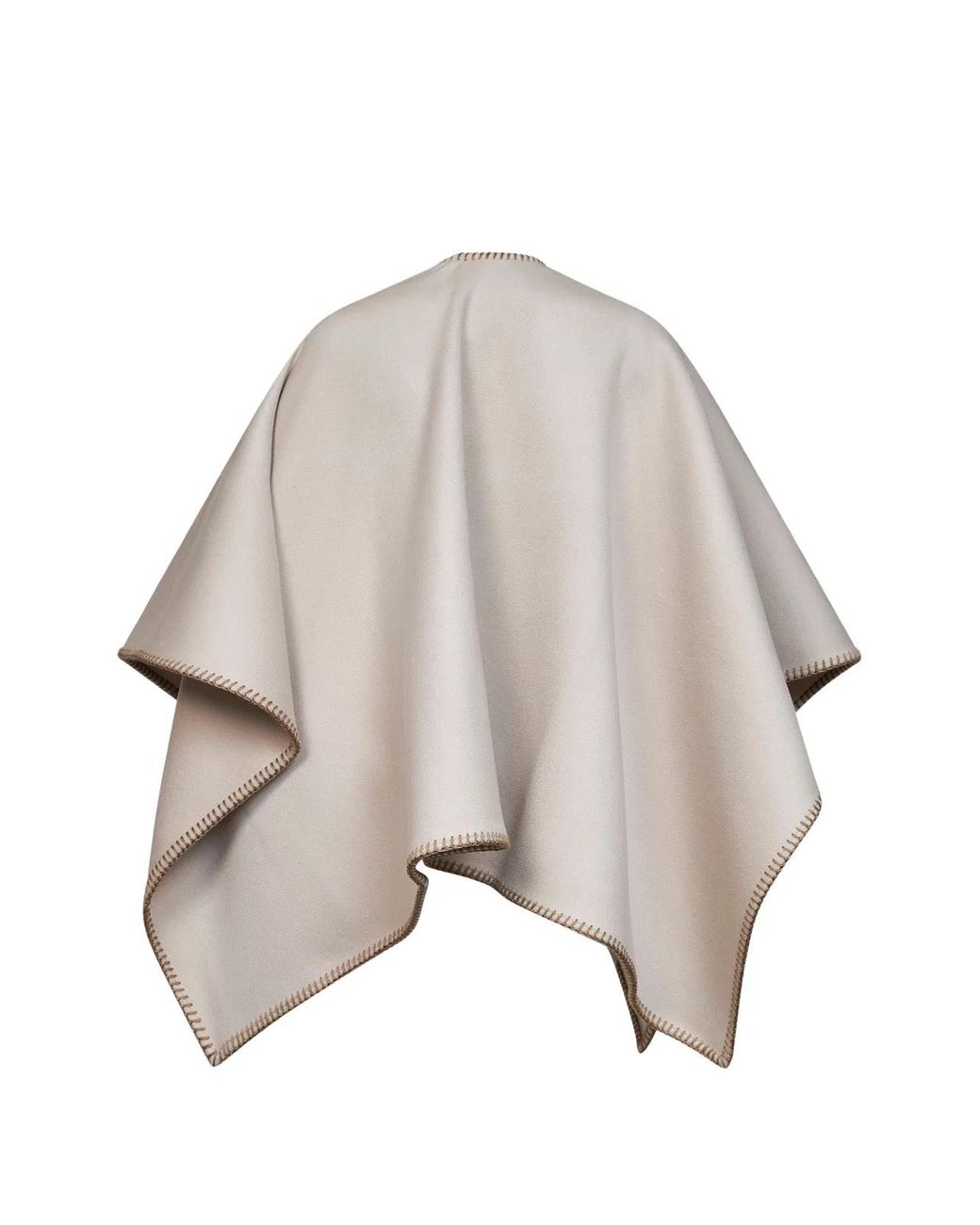 Max Mara Natural Belted Whipstitch-Trim Poncho