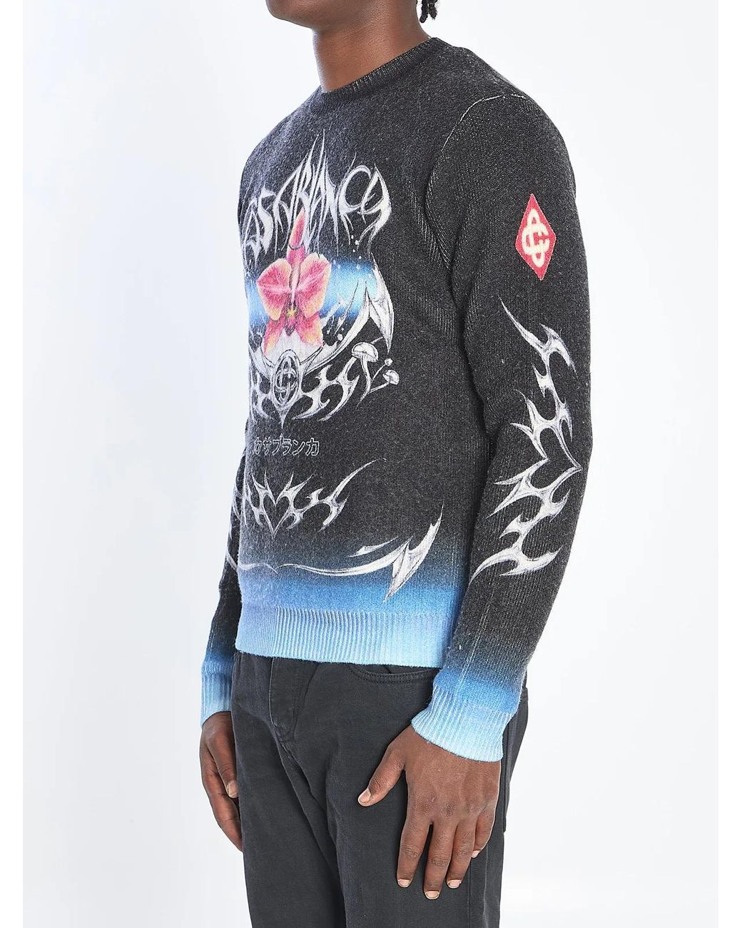 Casablanca Gray Sweater With Blades Print for men