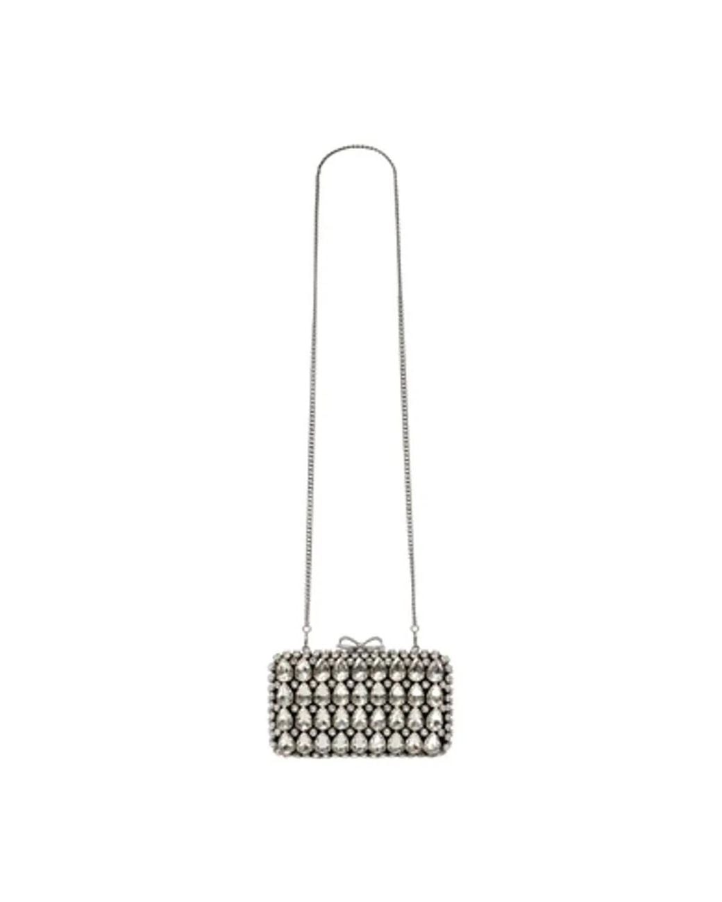 Self-Portrait White Crystal Clutch