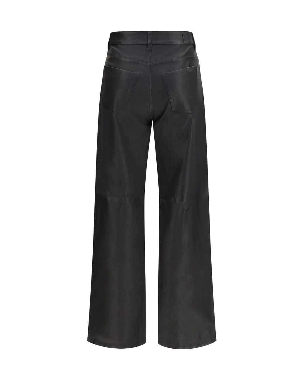 7 For All Mankind Black Straight-Leg Leather Pants for men