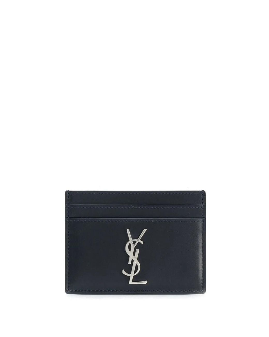 Saint Laurent Blue Smooth Leather Cassandre Card Holder for men