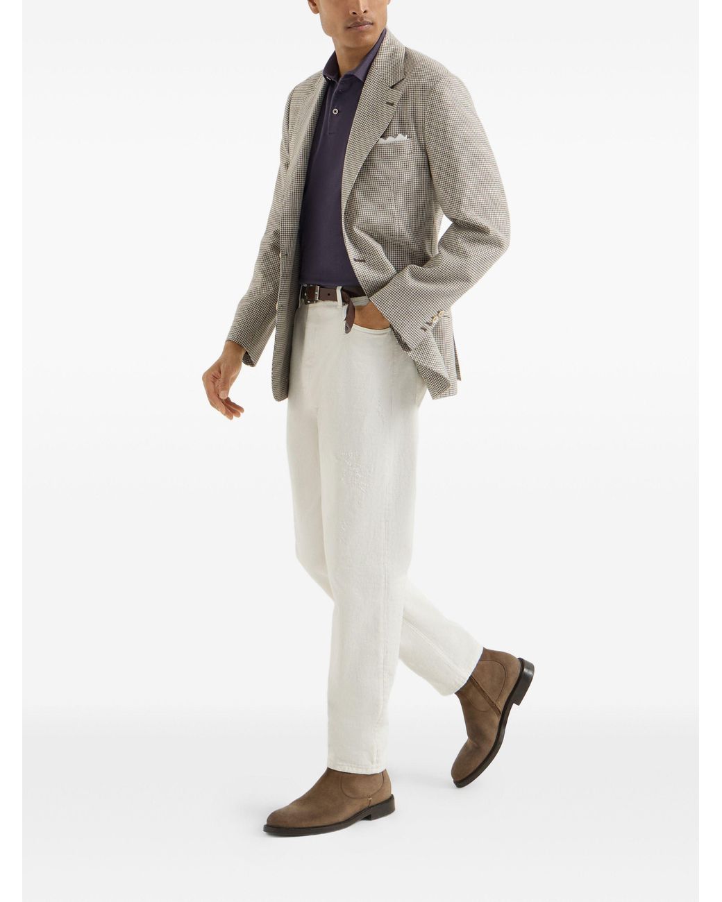 Brunello Cucinelli Purple Cotton-Piqué Polo Shirt With Logo for men