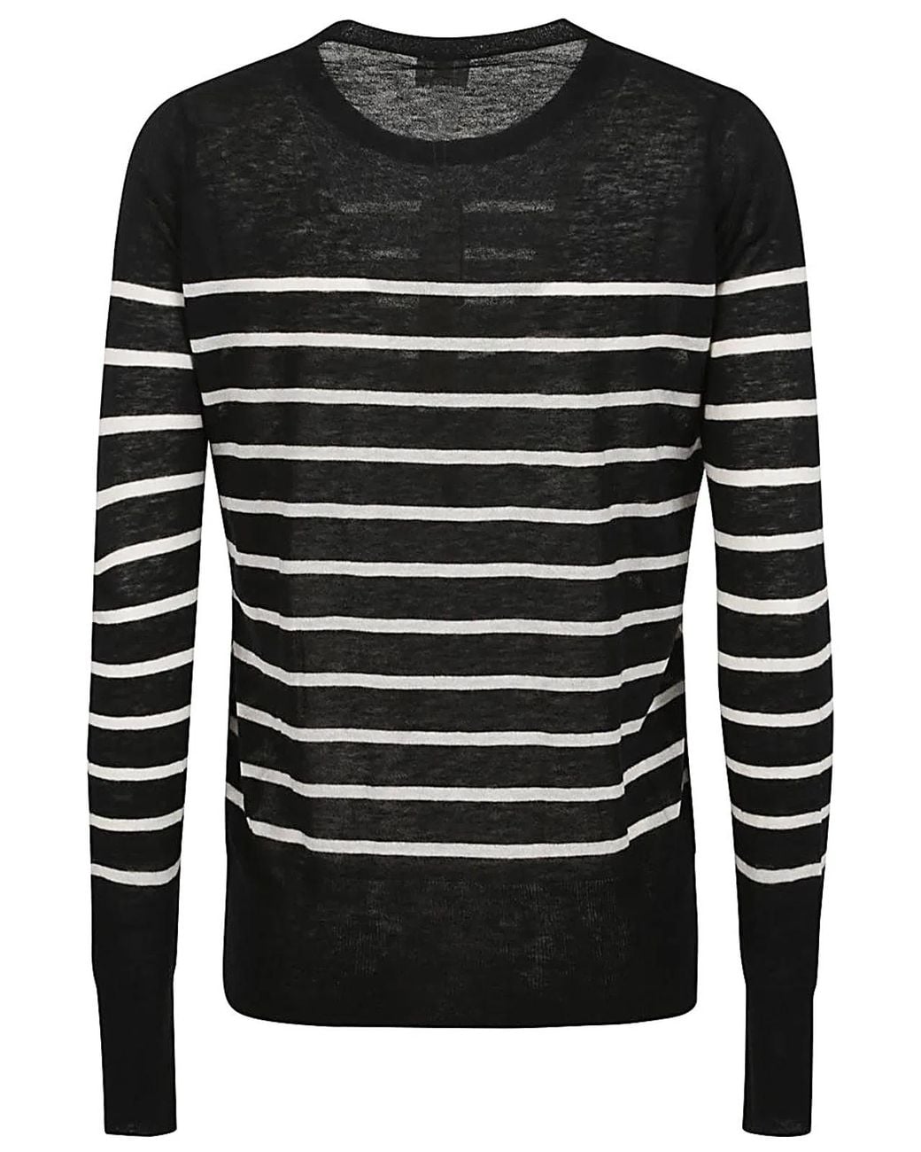 C.t. Plage Black Wool Striped Sweater