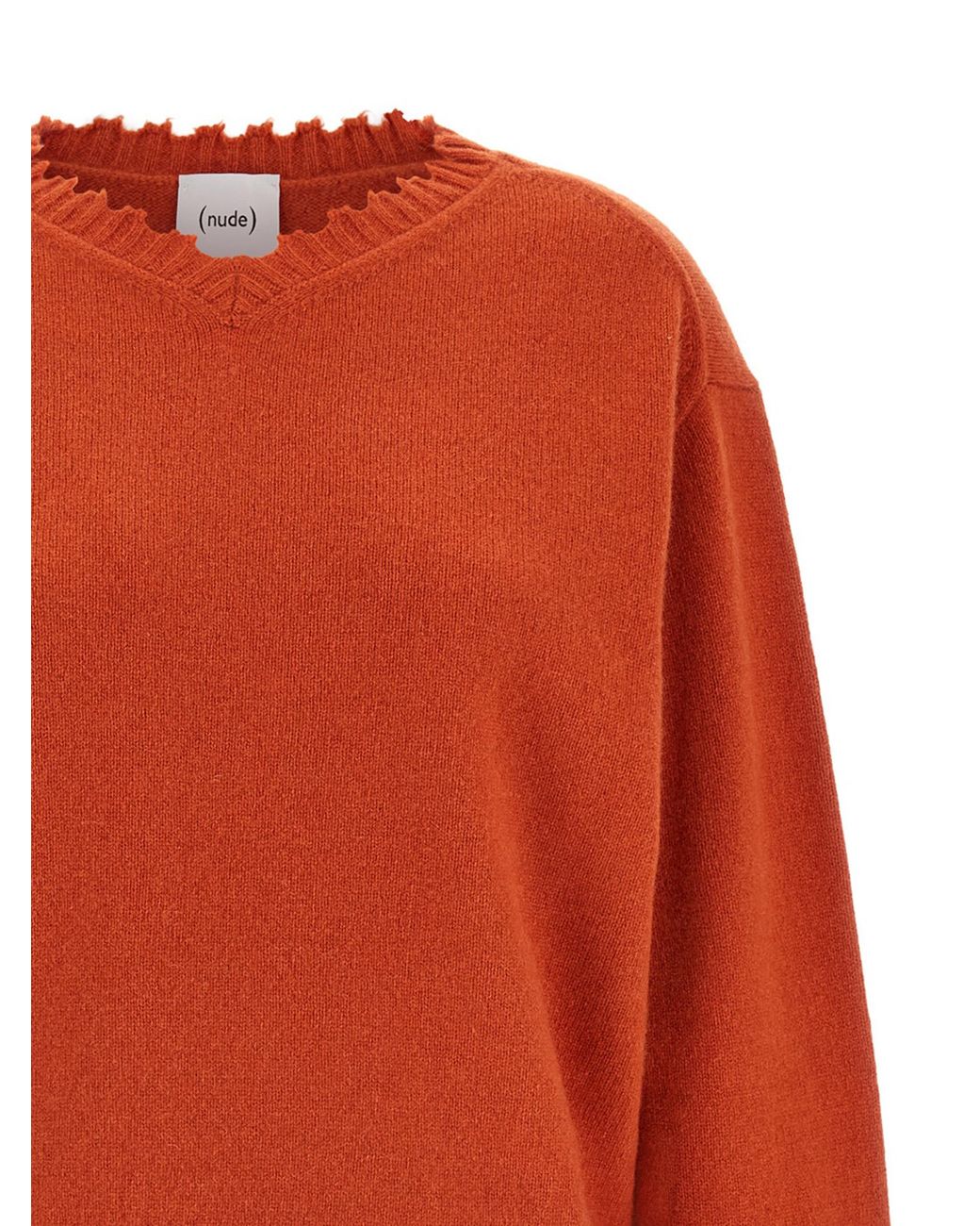 Nude Orange Fringed Hem Sweater