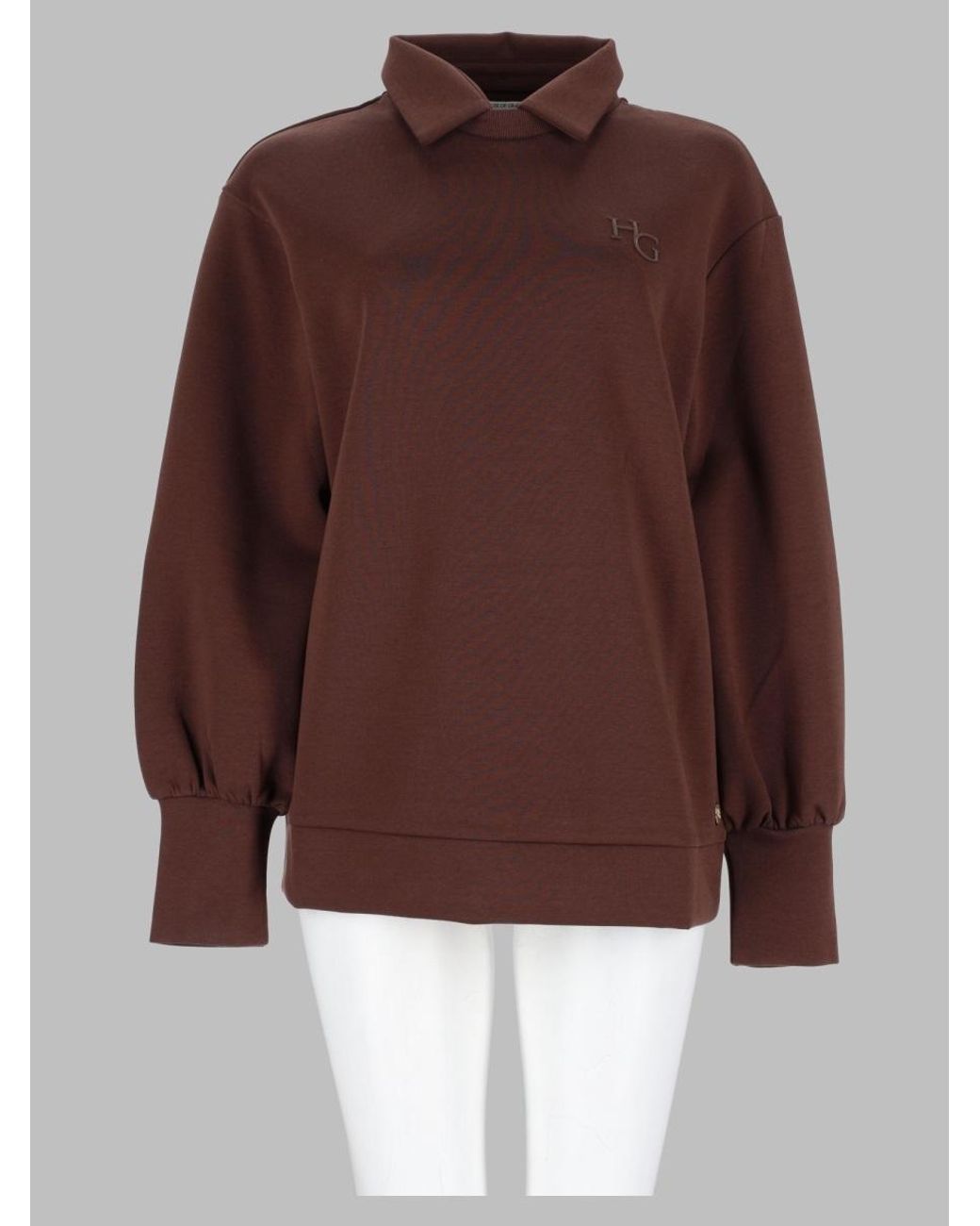 HOUSE OF GRAVITY Brown Hog Puff Sleeve Sweater