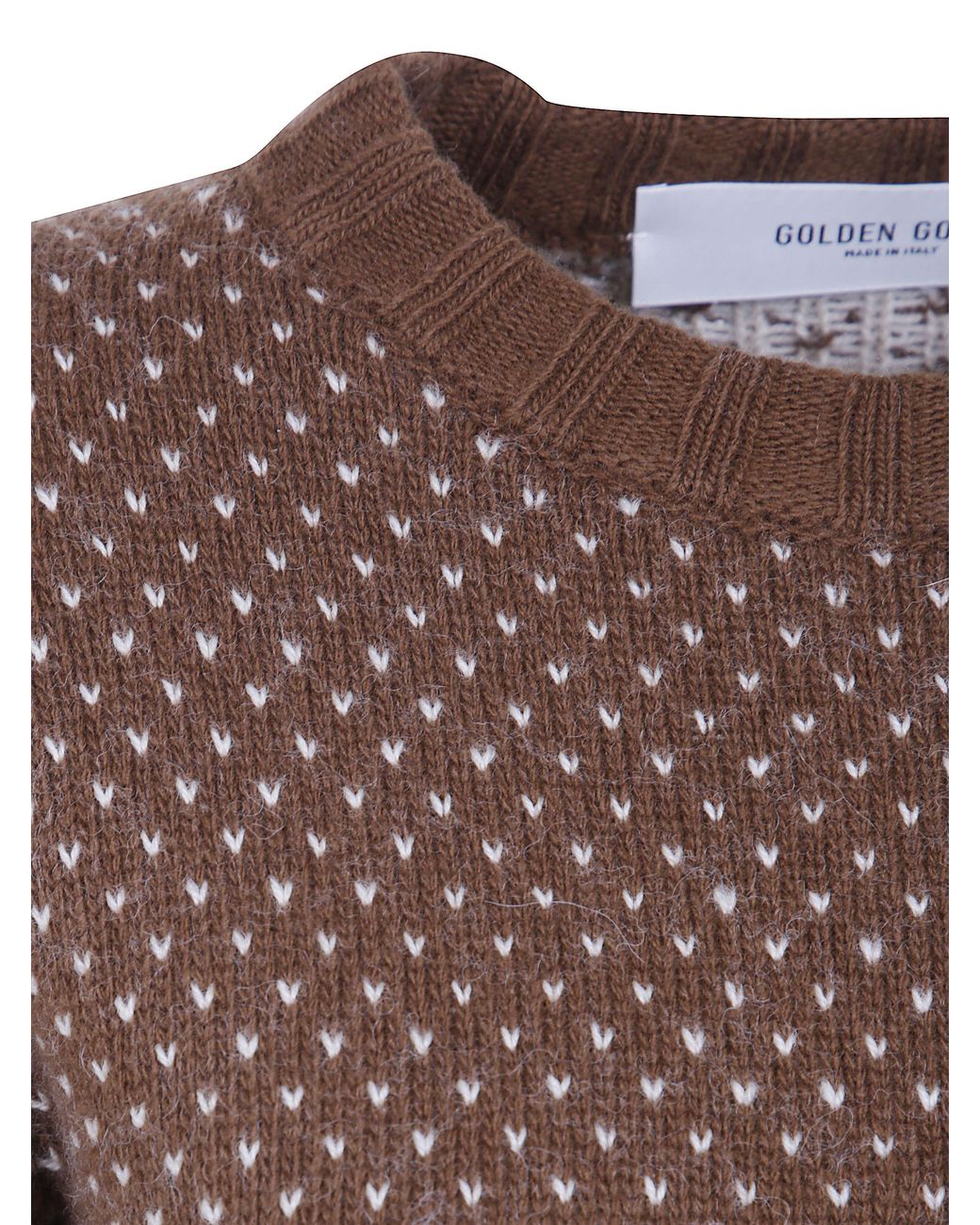 Golden Goose Deluxe Brand Red "Journey" Knit Cropped Crewneck Wool Blend Geometric Jacquard