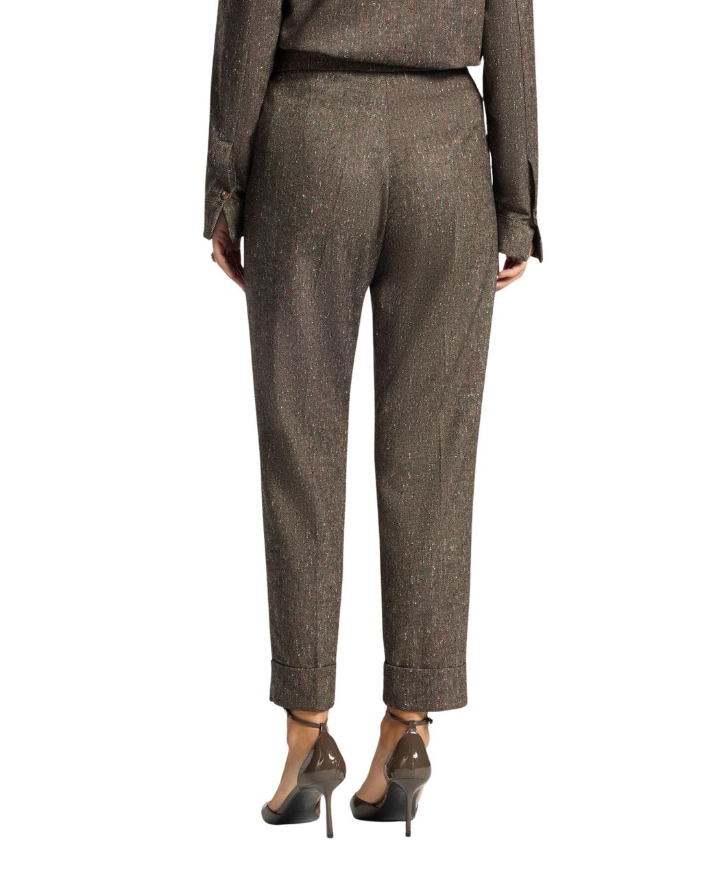 Elena Miro Gray Tailored Trousers With Turn-Up Cuffs