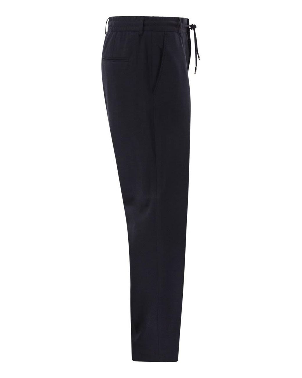 Boss Blue Virgin Wool-Blend Drawstring Trousers for men