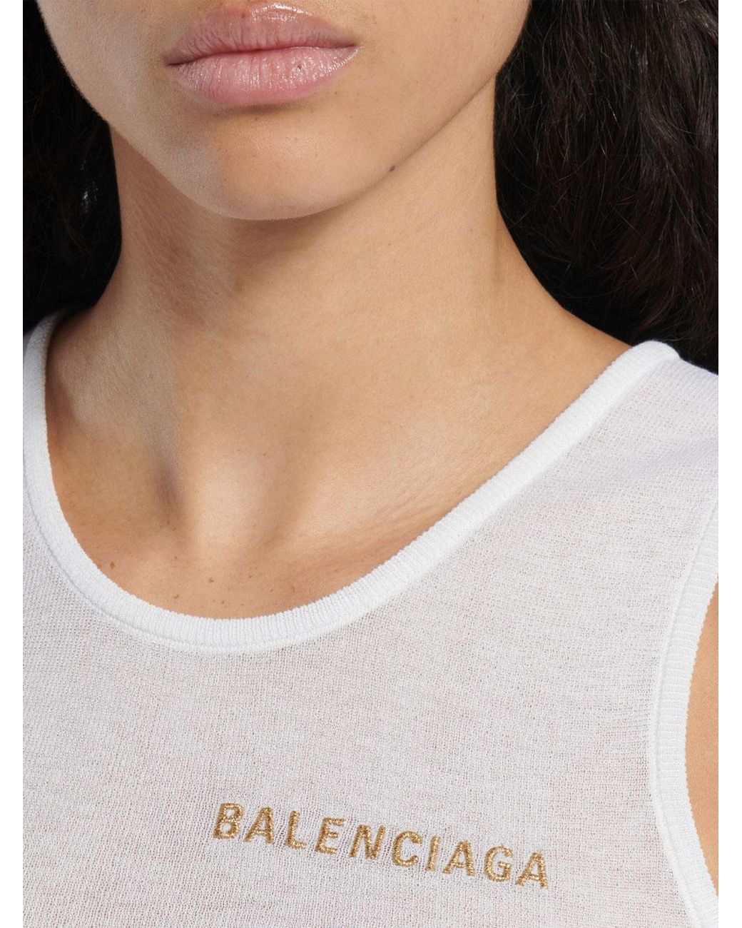 Balenciaga White Logo Tank Top