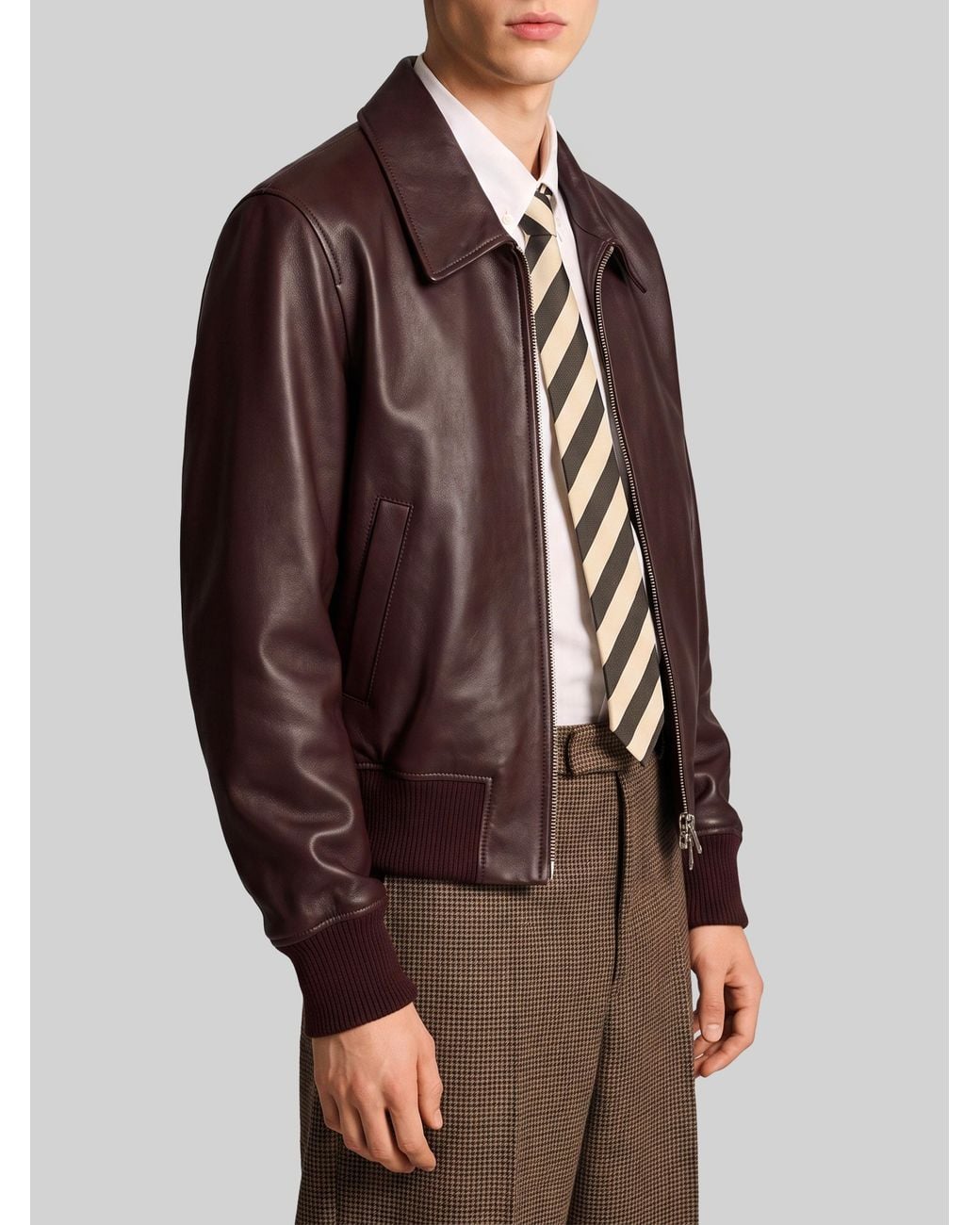 AMI Brown Zip Bomber Jacket for men