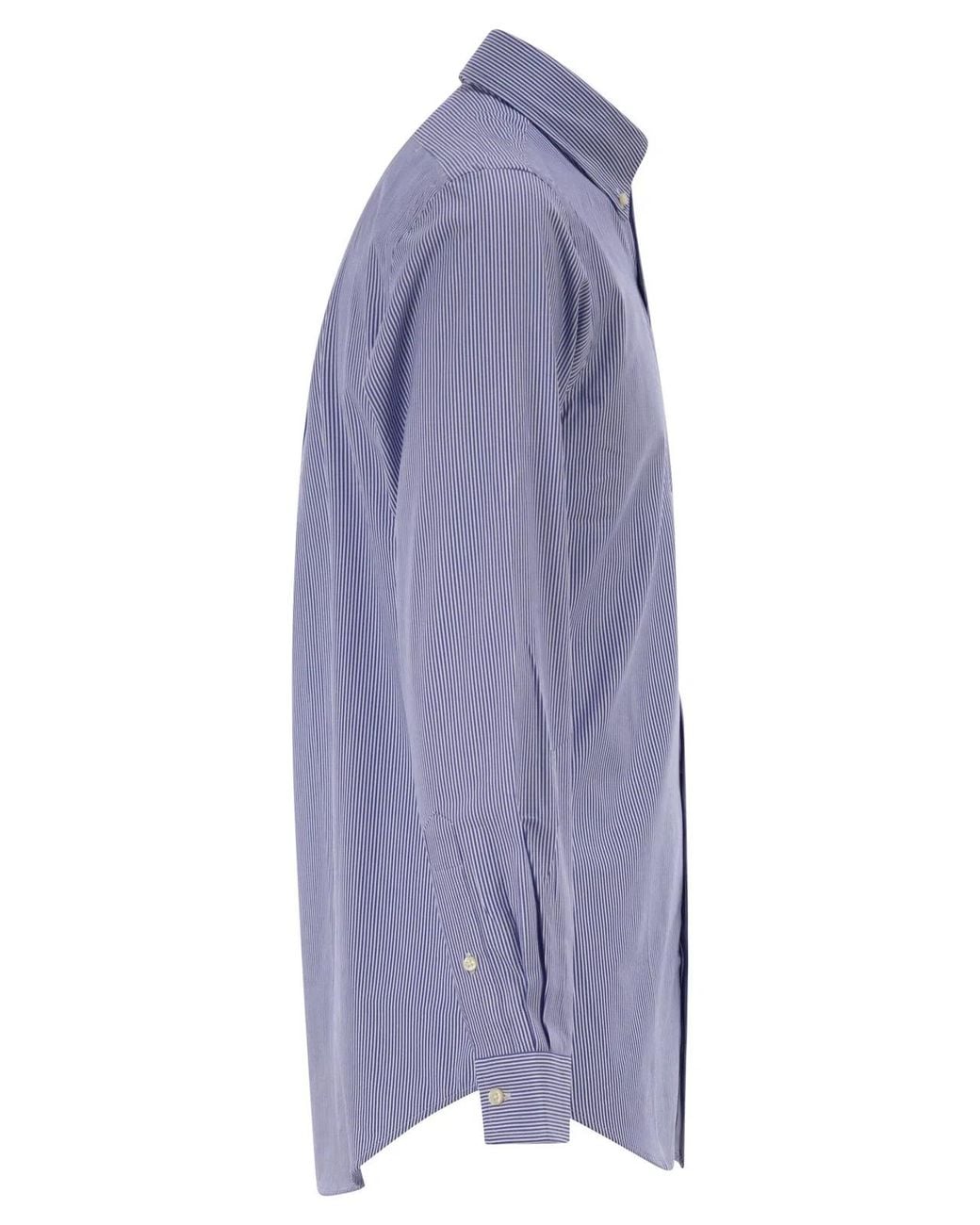 Polo Ralph Lauren Blue Striped Stretch Oxford Shirt for men