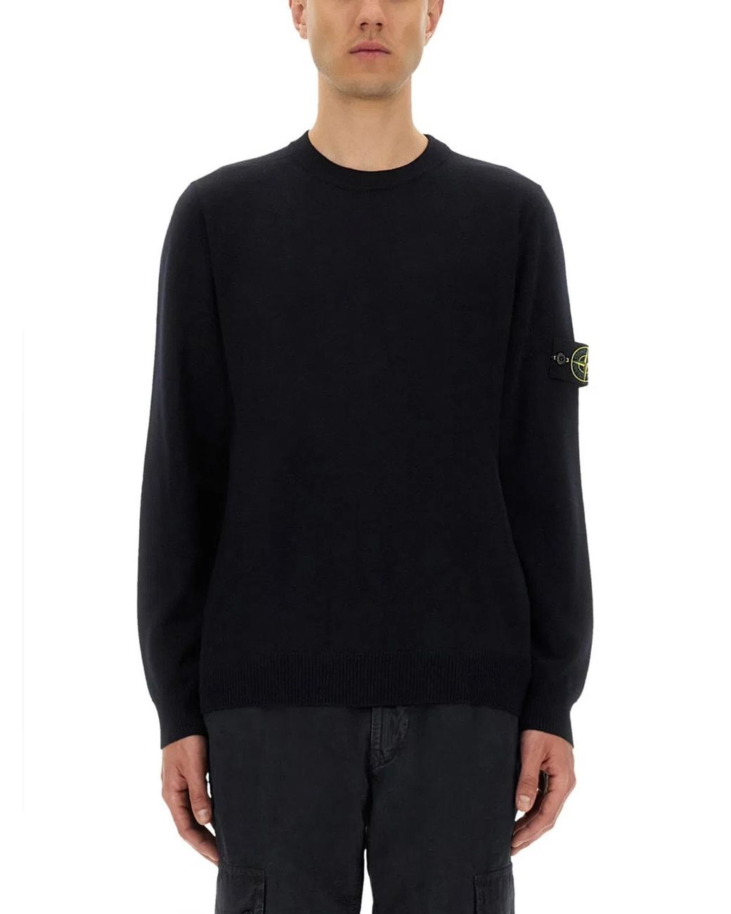 Stone Island Blue Sweater With Round Neck