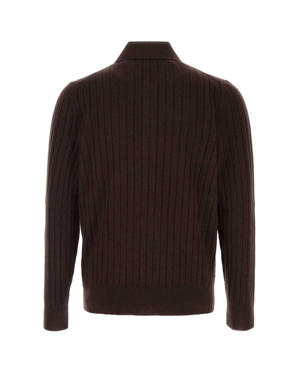 Amiri Brown Wool-Cashmere Polo Shirt for men
