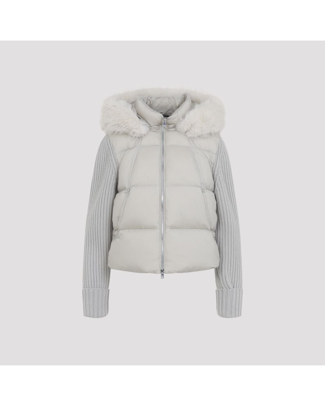 Moose Knuckles Gray Alabaster Everest Hybred Hooded Jacket