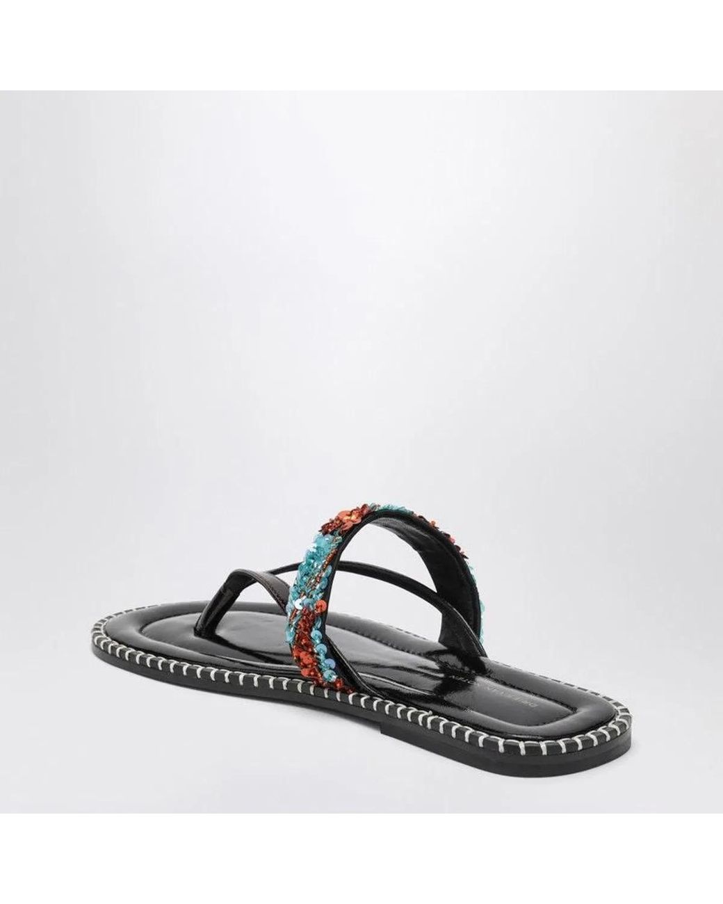 Dries Van Noten Black Thong Slipon Sandals With Sequins