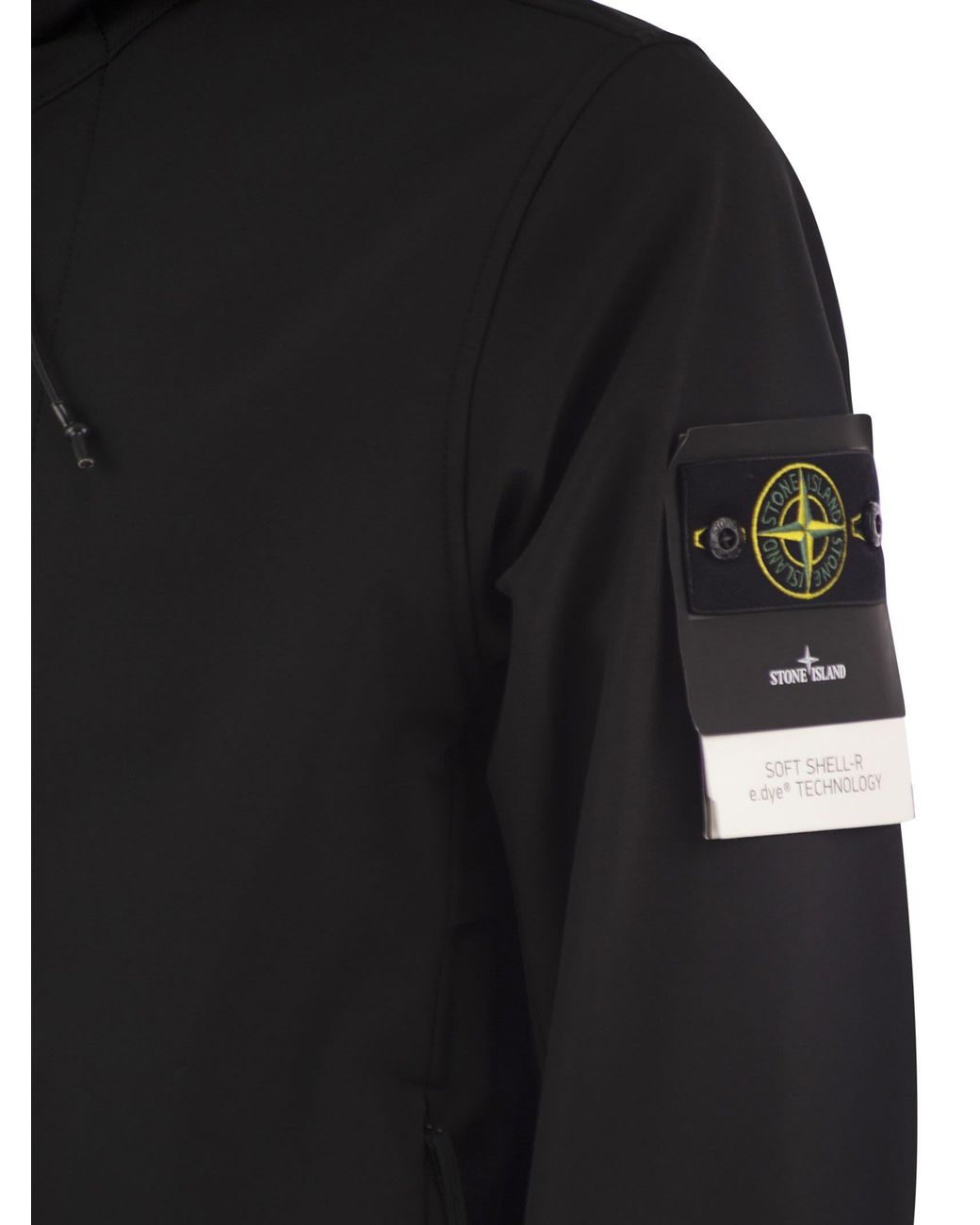 Stone Island Black Soft Shell-R Hooded Jacket for men