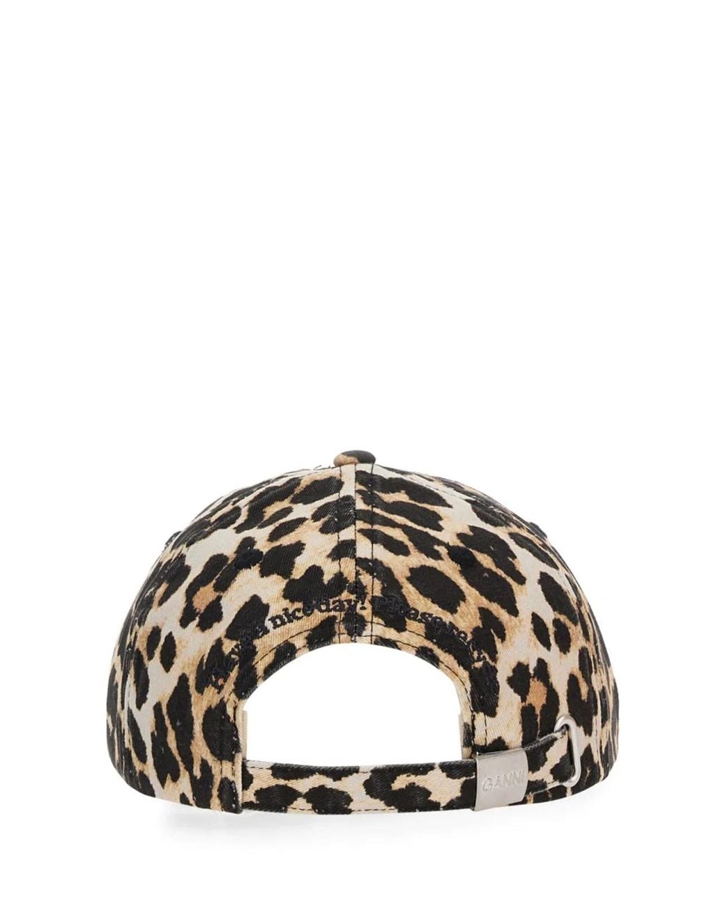 Ganni Black Leopard Print Cap