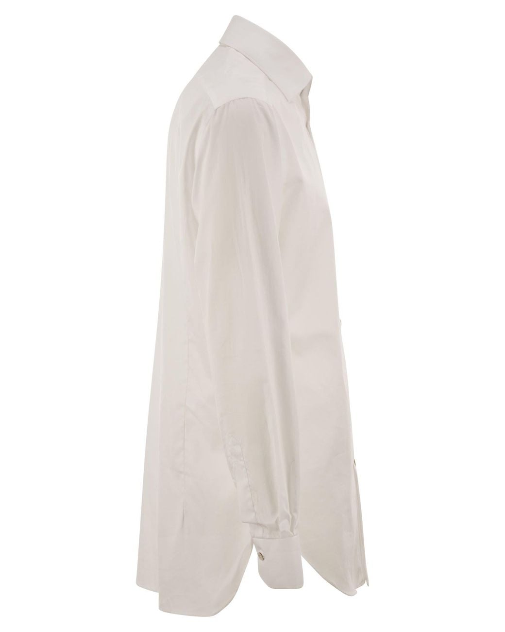 Kiton White Pure Cotton Shirt With Spread Collar for men