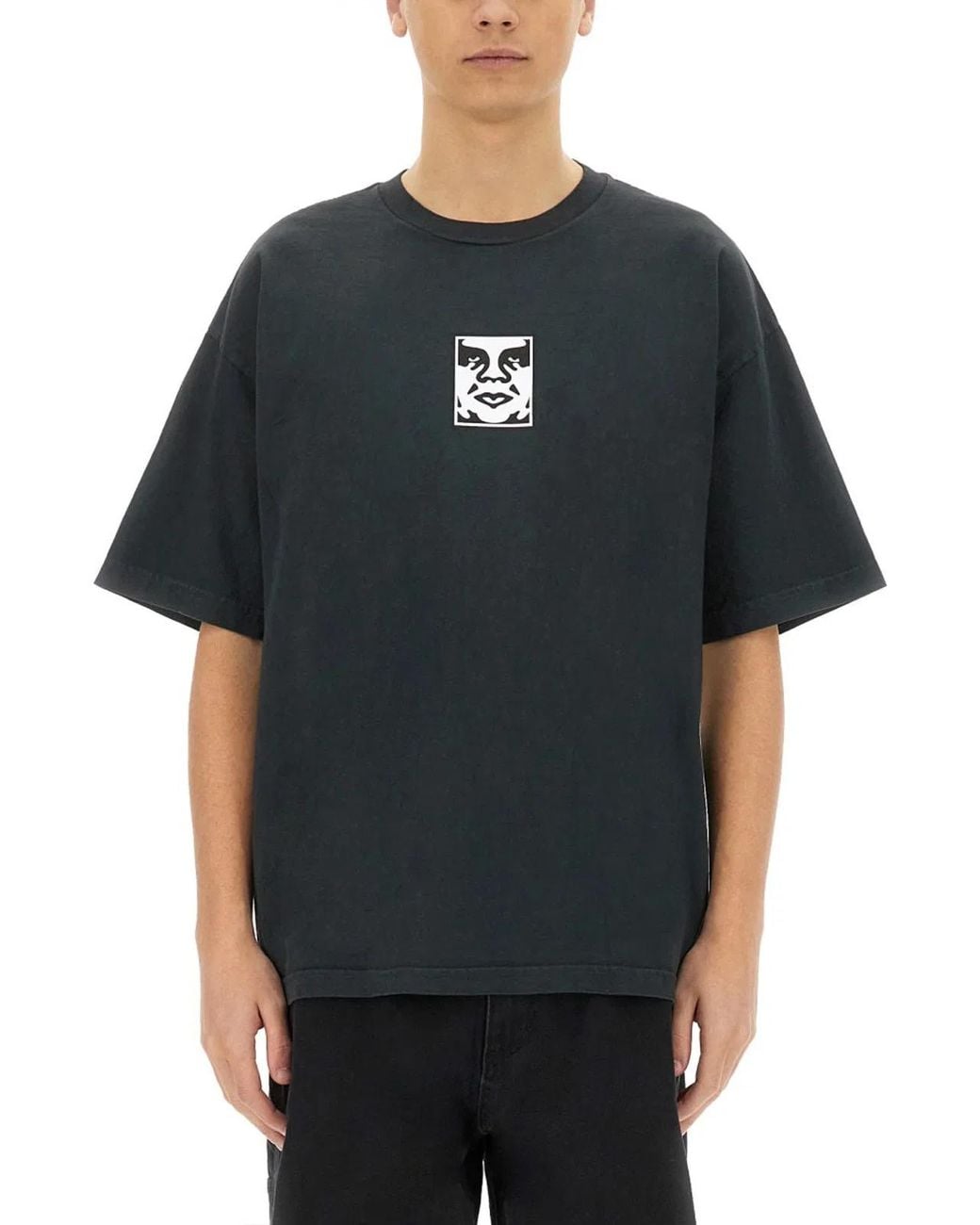 Obey Black Cotton T-Shirt for men