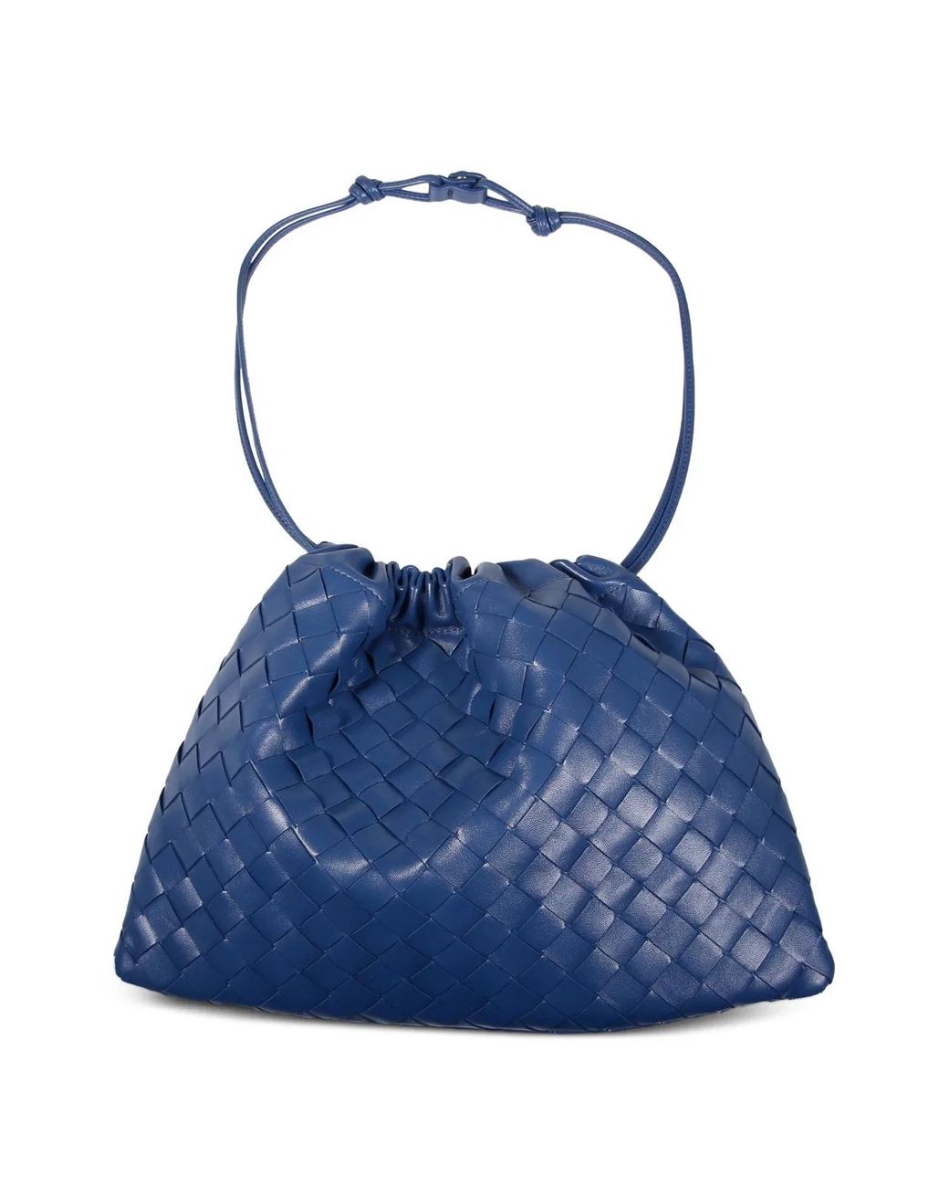 Bottega Veneta Blue Intrecciato Drawstring Medium Shoulder Bag