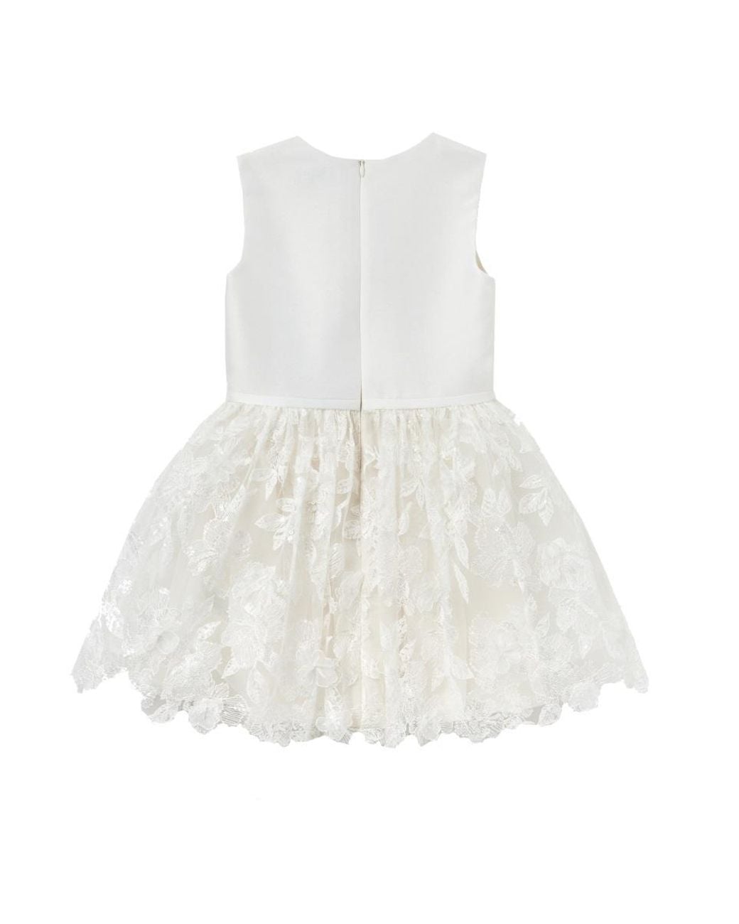 Self-Portrait White Cream Satin Tulle Flower Dress