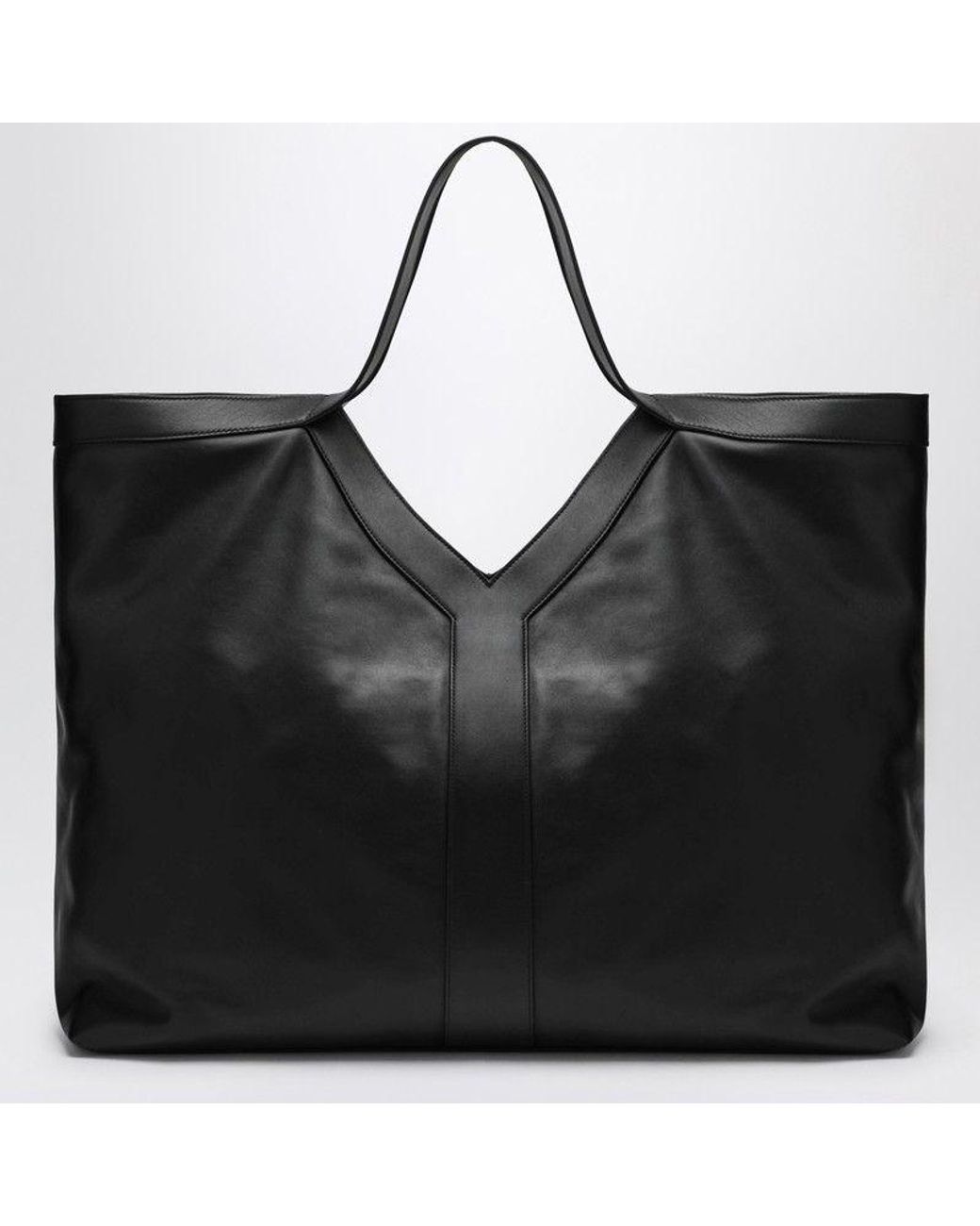 Saint Laurent Black Maxi Y Tote Bag Pebbled Leather for men