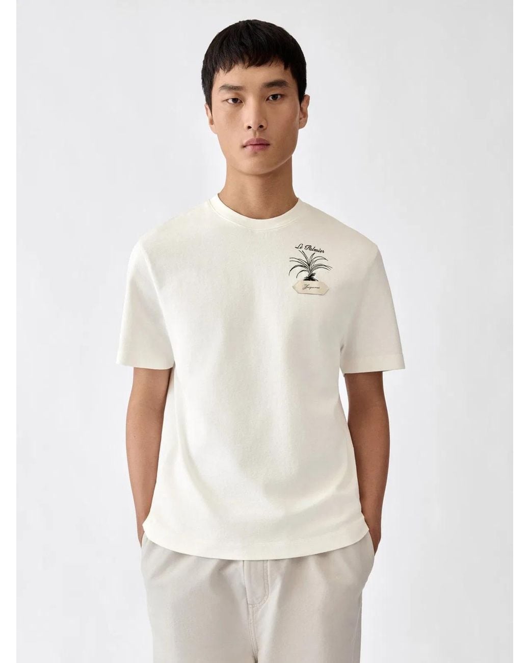 Jacquemus White Palm Print T-Shirt for men