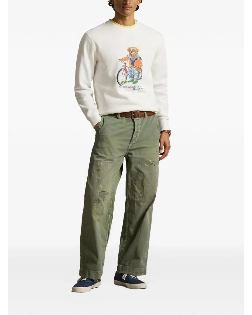 Polo Ralph Lauren White Cotton Sweatshirt With Polo Bear Print for men