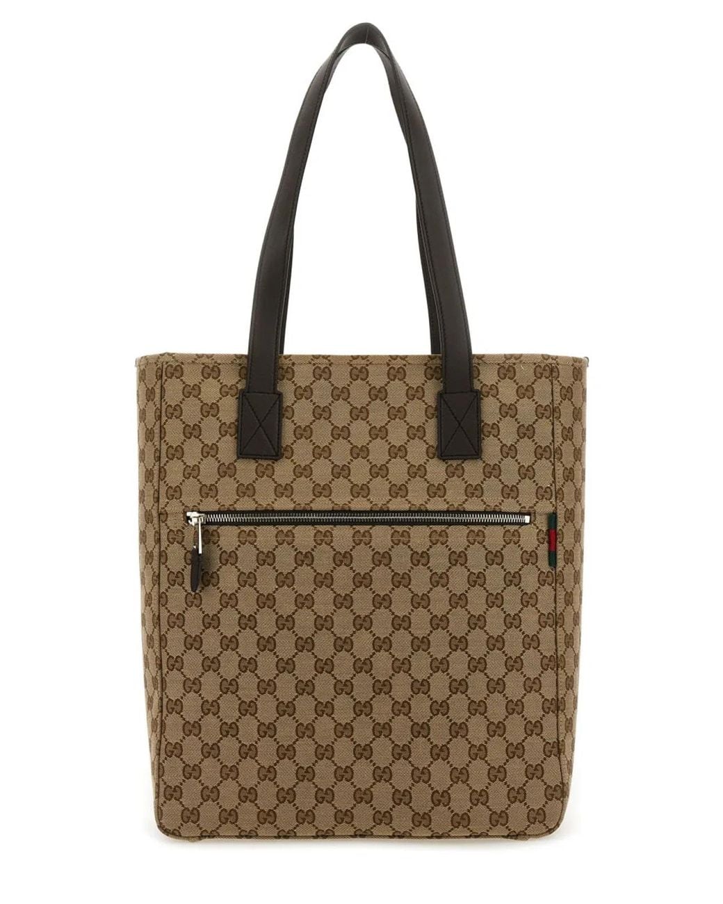 Gucci Brown Fabric Shopping Bag Gg Medium