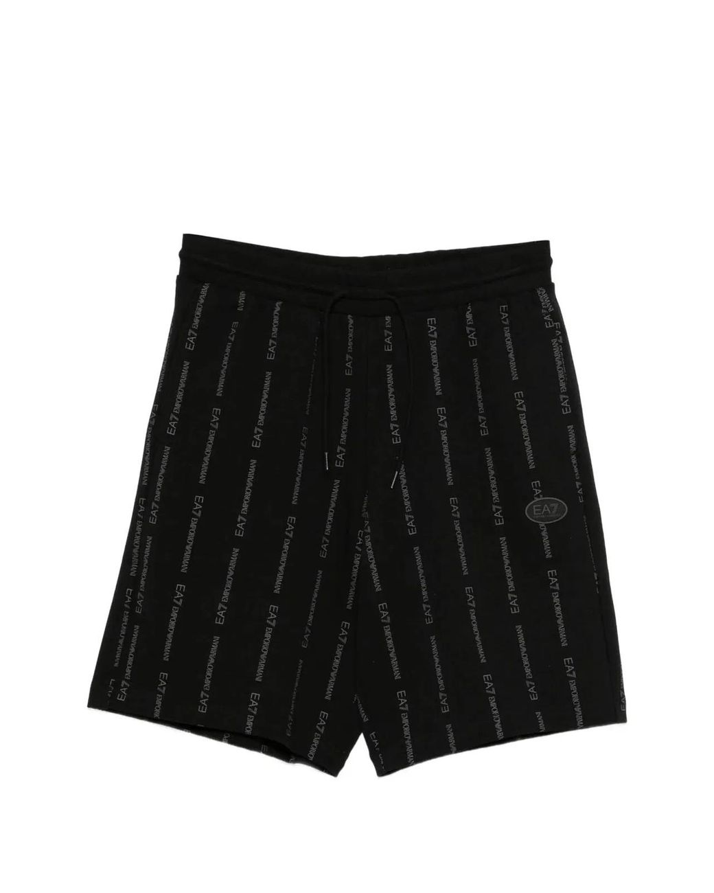 EA7 Black Logo-Print Shorts for men
