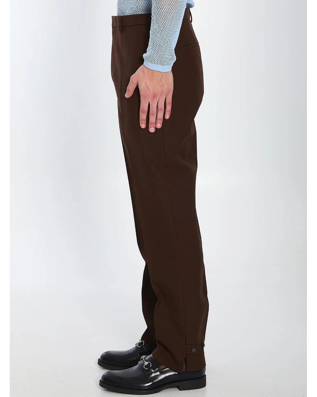 Gucci Brown Wool Twill Trousers for men