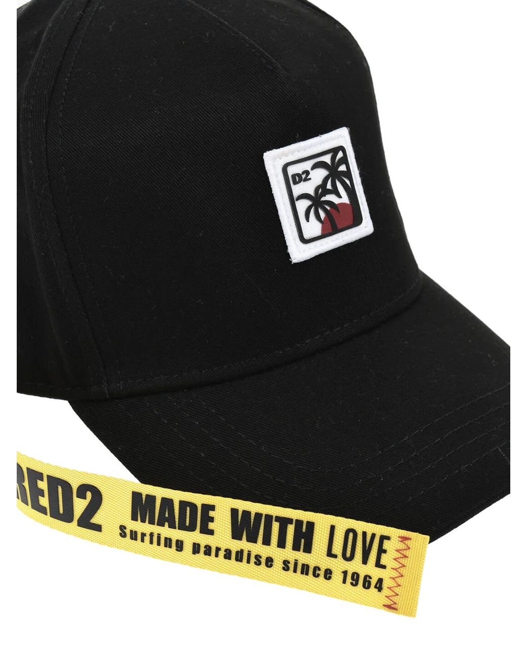 DSquared² Black D2 Patch Logo Baseball Cap for men