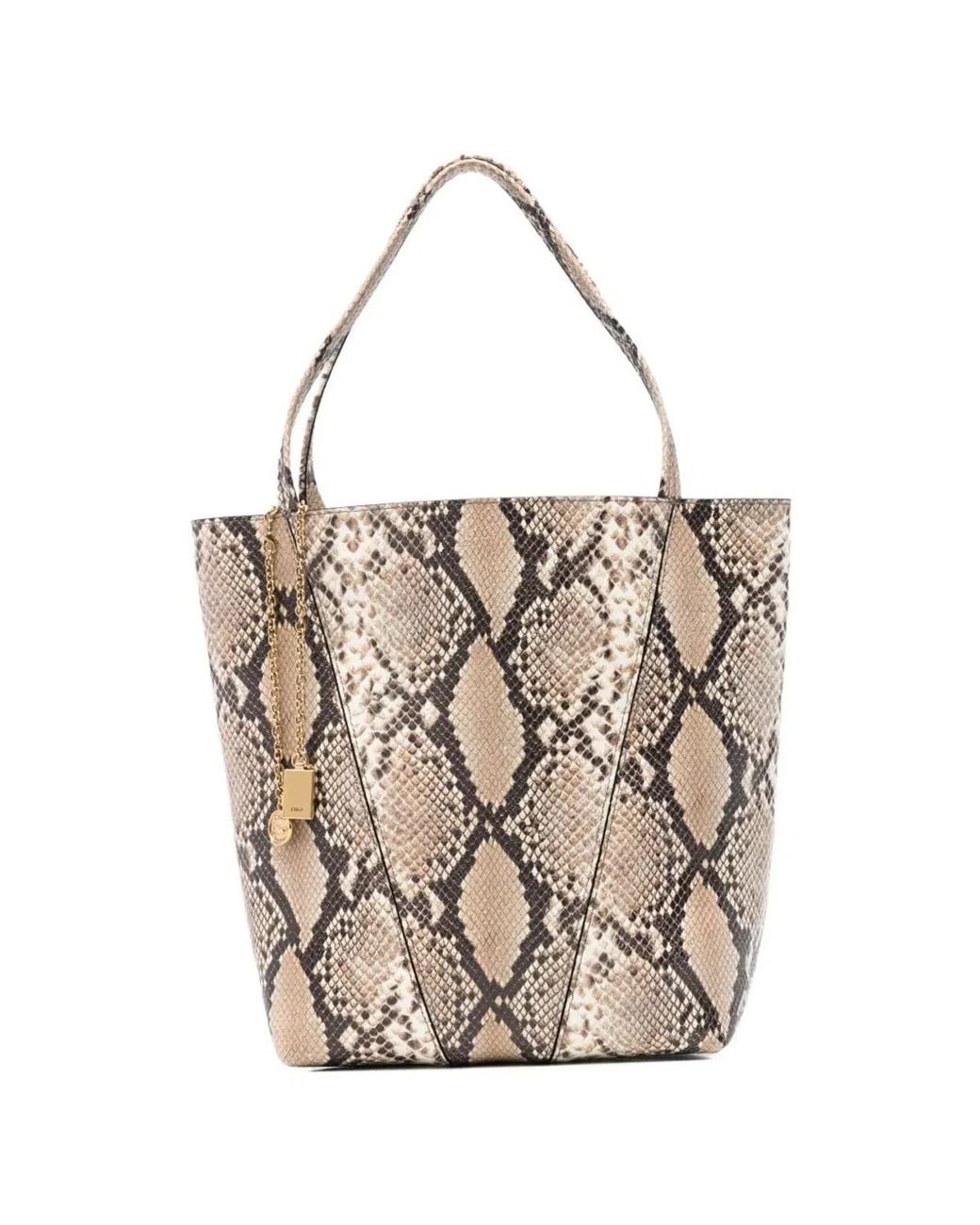 Chloé White Snakeskin-Effect Leather Bucket Bag