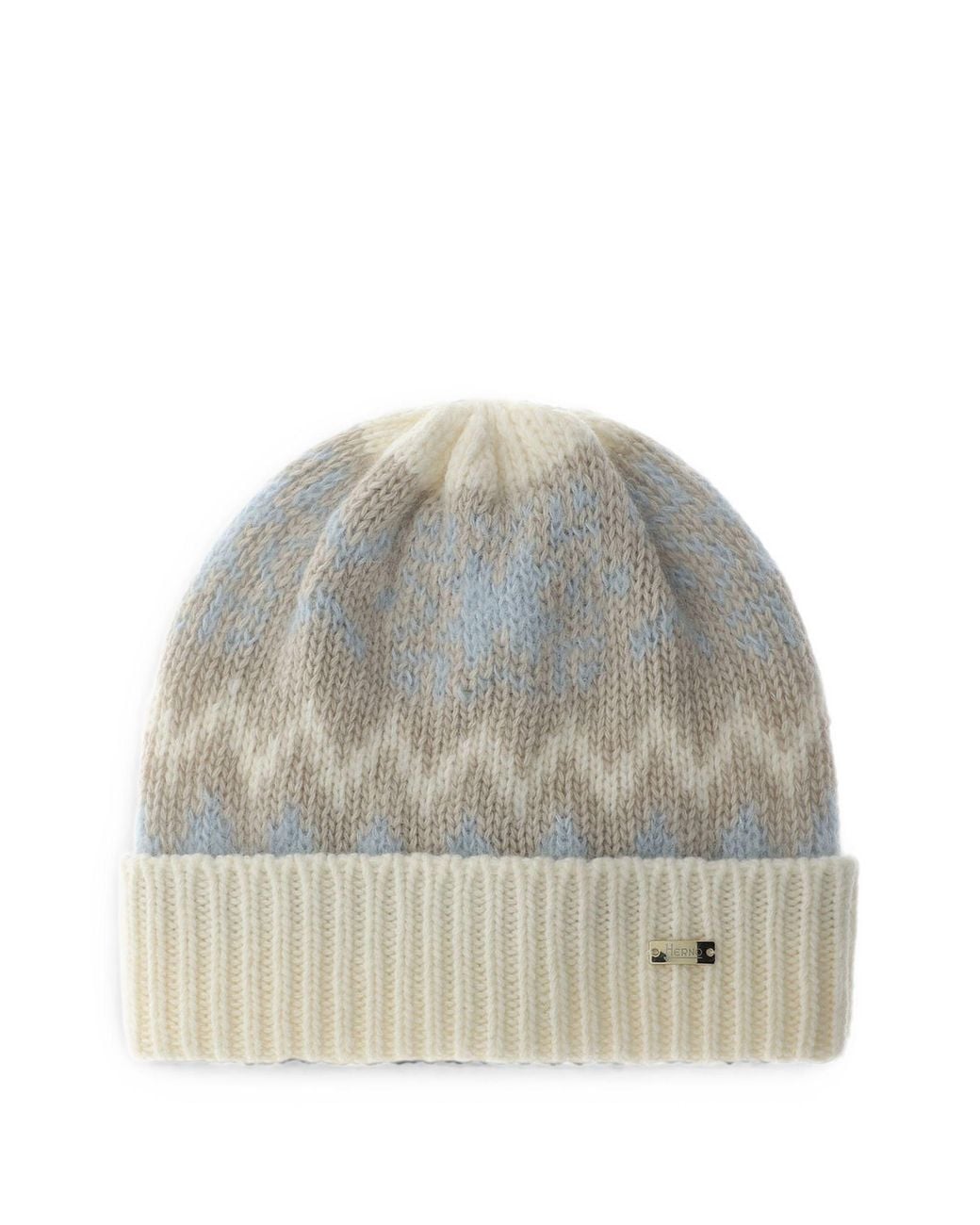 Herno Gray Jacquard-Knit Beanie Hat