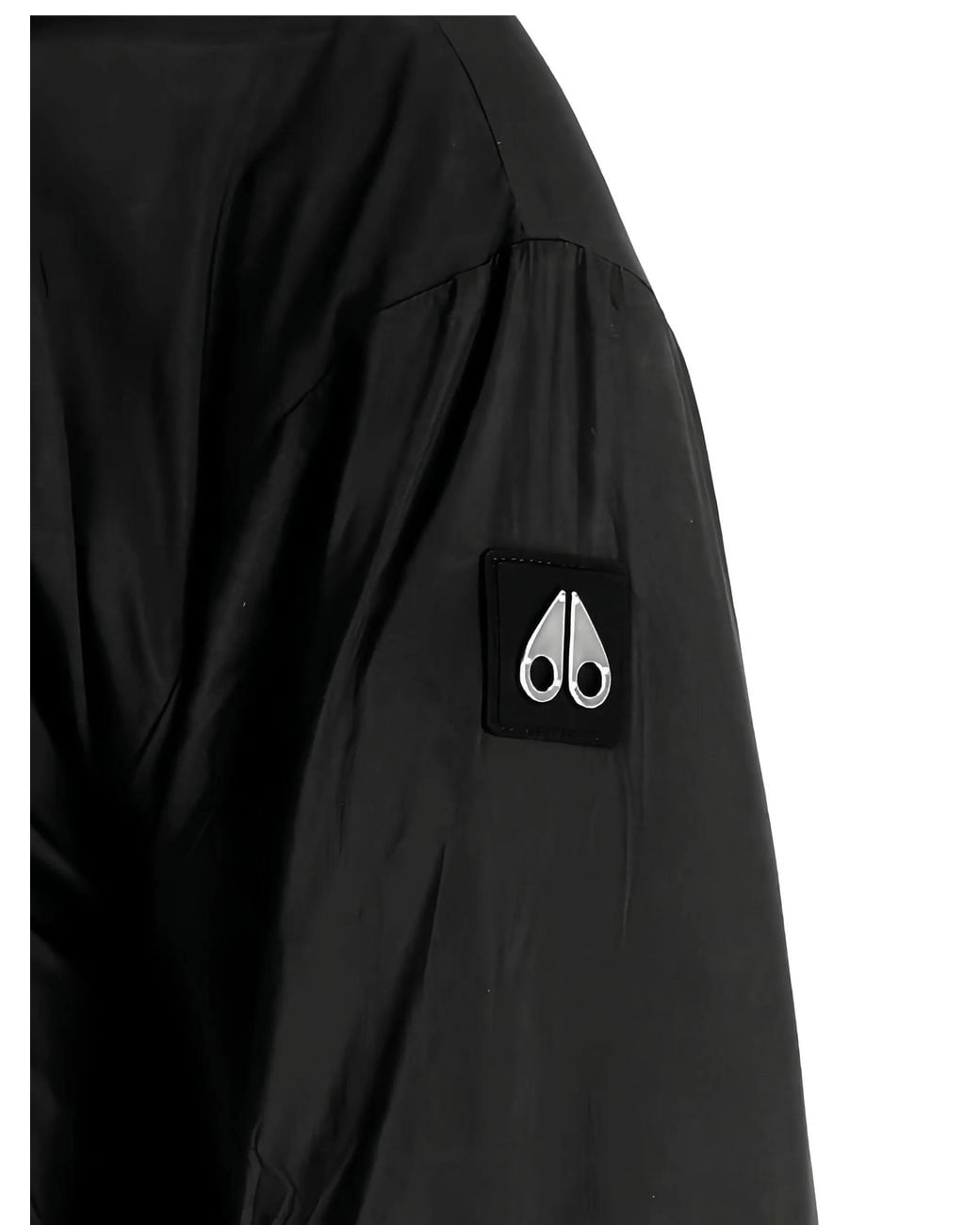 Moose Knuckles Black Cropped Faux Fur Jacket With Plush Hood And Zippered Pockets