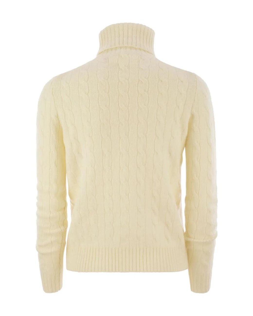 Polo Ralph Lauren Natural Wool And Cashmere Cable-Knit Turtleneck Sweater