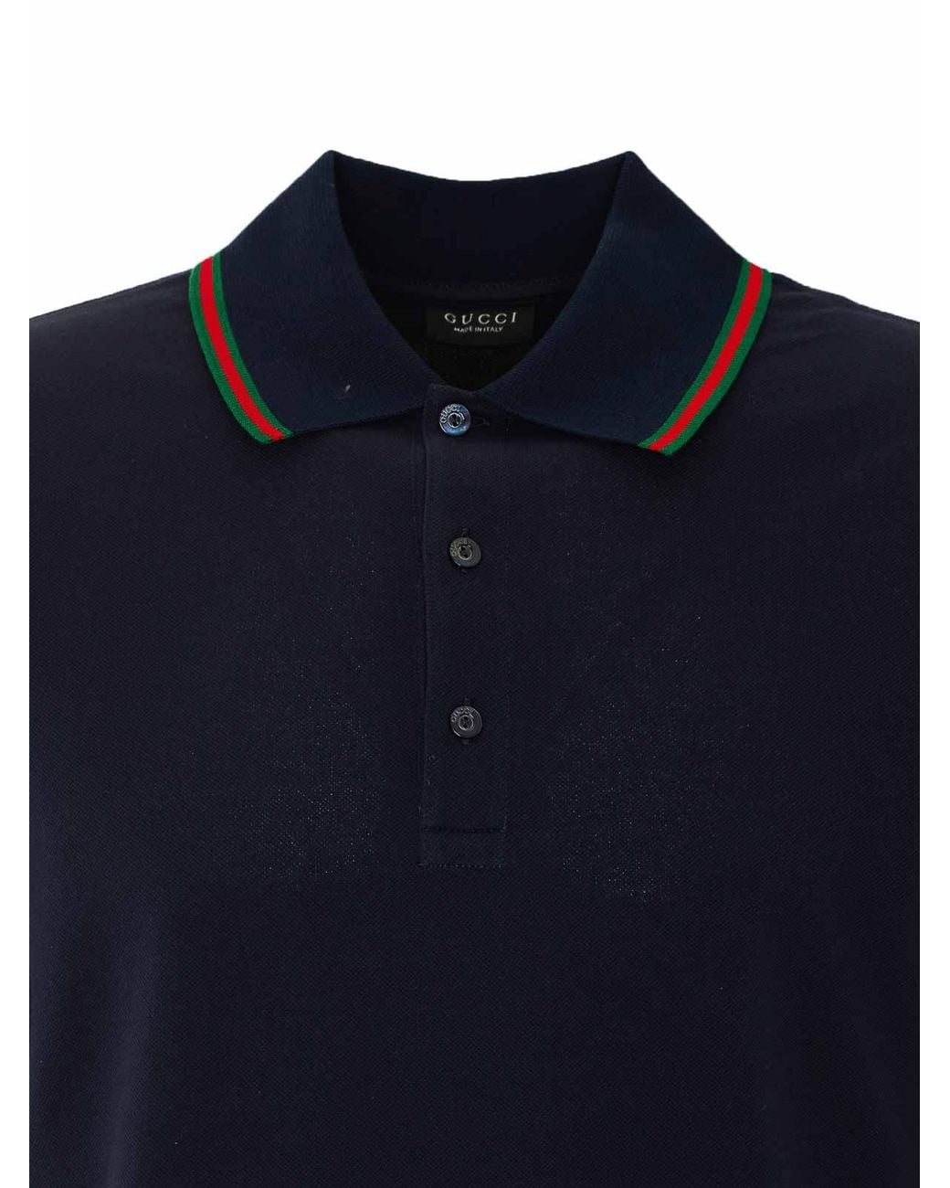 Gucci Blue Cotton Jersey Piquet Polo for men