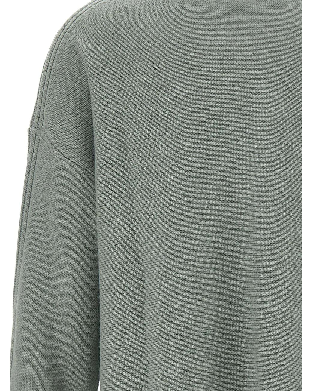 Elena Miro Gray Ribbed-Detail Rounded-Hem Sweater