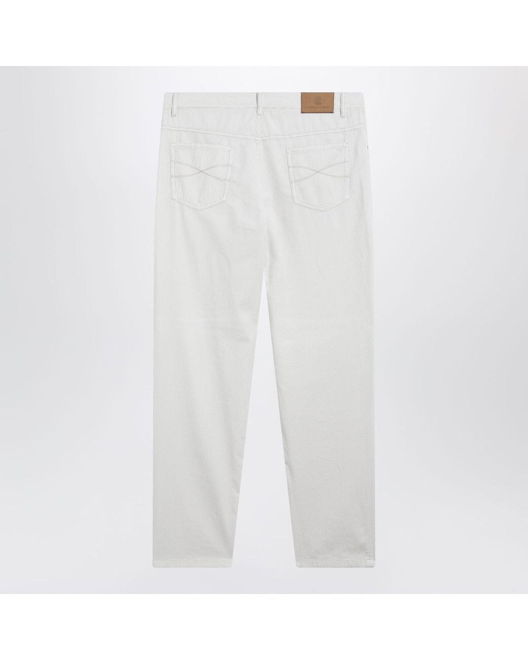 Brunello Cucinelli White Ice-Coloured Corduroy Trousers for men