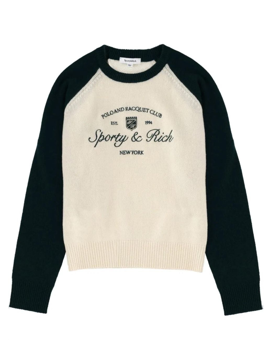 Sporty & Rich Black Logo Jersey Sweater Cashmere Jumpers