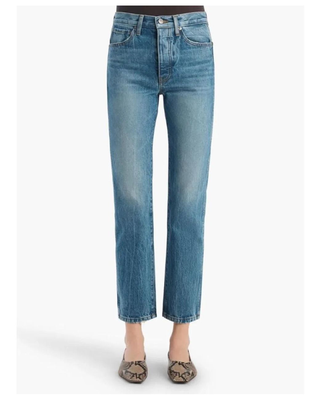 Khaite Blue Finley Short Leg Jeans