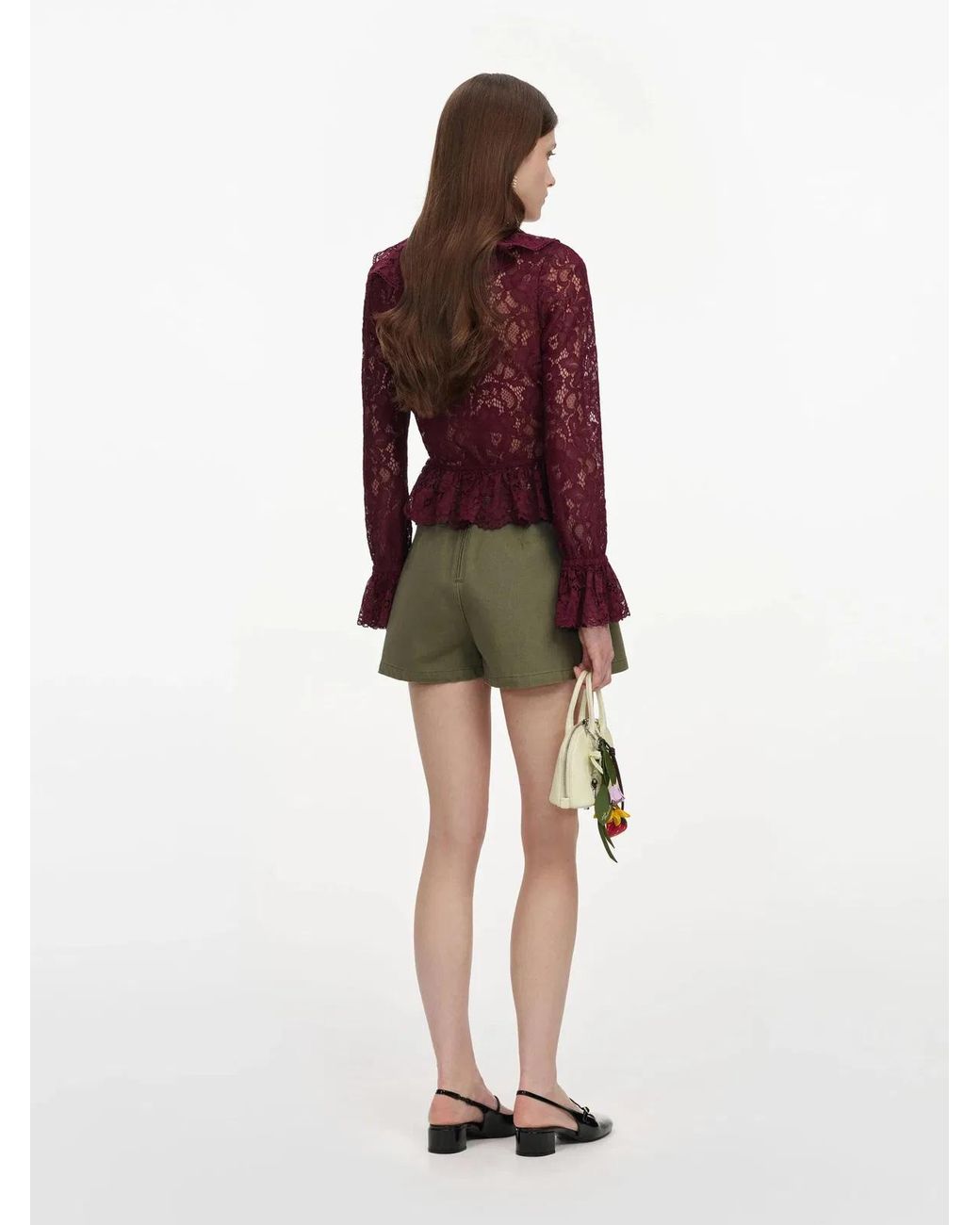 Self-Portrait Red Lace Ruffle Top