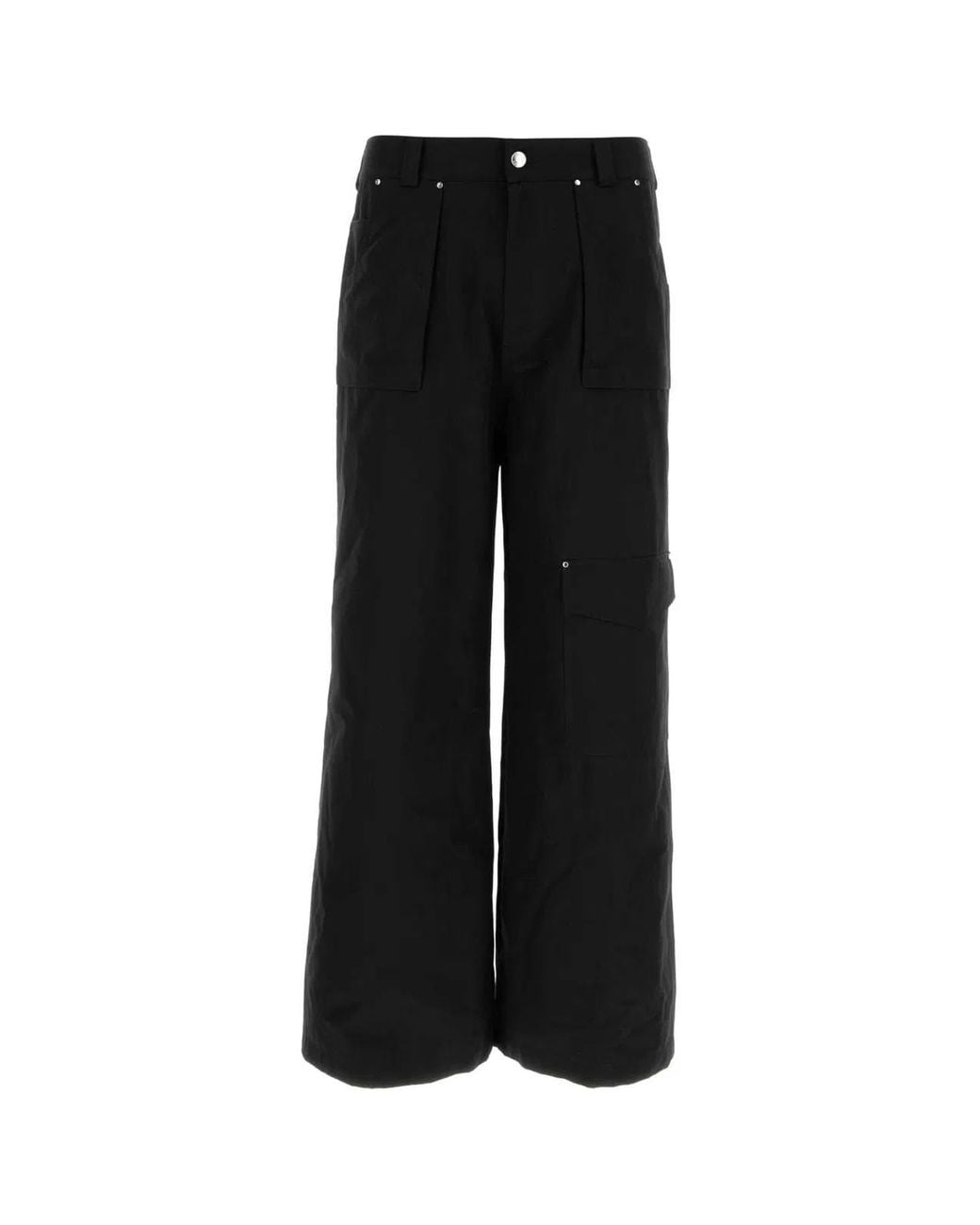 McQueen Black Cotton Cargo Pant for men