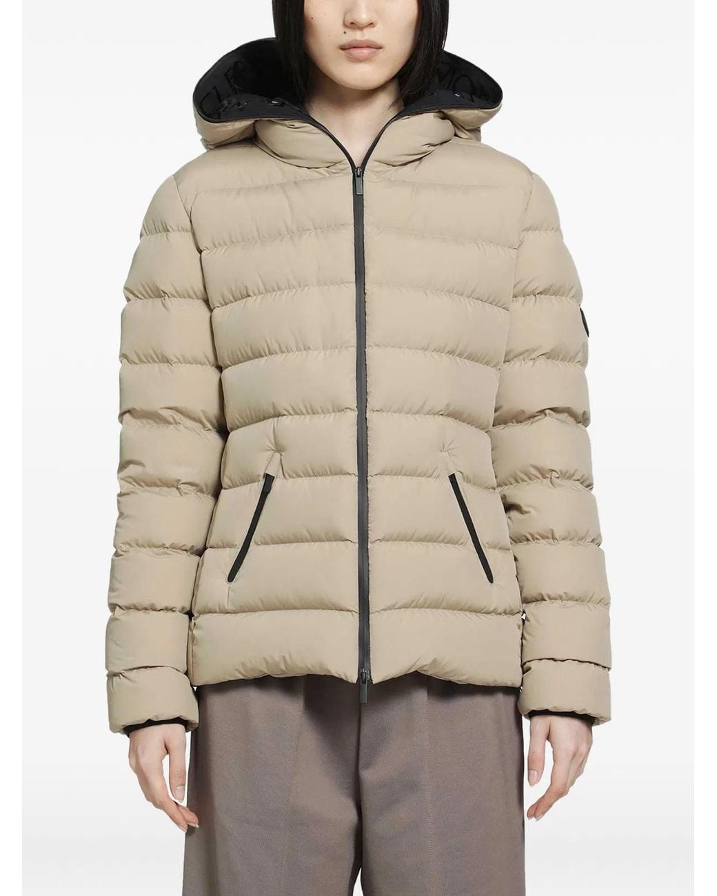 Moncler Natural Herbes Padded Logo-Patch Jacket