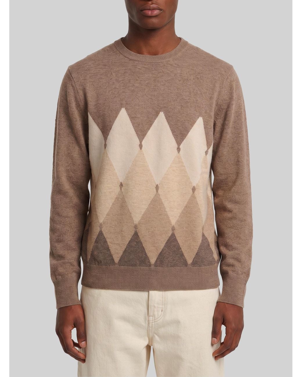 Ballantyne Natural Cashmere Crewneck Diamond Sweater for men